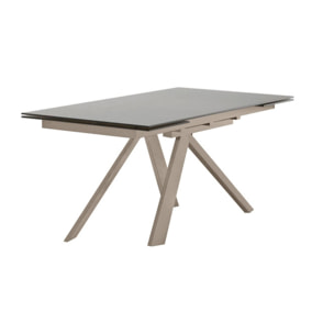 Table de repas extensible verre trempé piétement métal 160/240 cm - BOLTON
