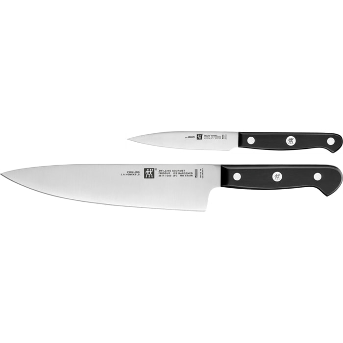 Set de Couteaux, 2-pcs, Acier Spécial Inoxydable, Noir, Gourmet