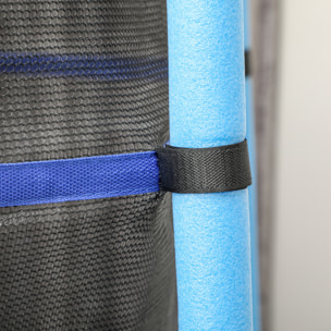 Trampoline de jardin enfants Ø 1,63 x 1,90H m filet de sécurité porte zipée couvre-ressorts + 6 poteaux rembourrés inclus bleu
