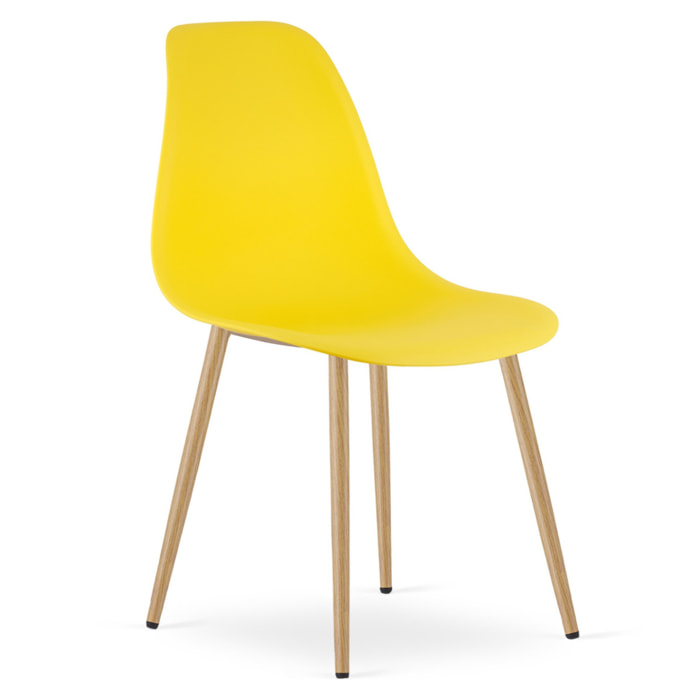 Sedia scandinava WAT gialla con gambe effetto legno