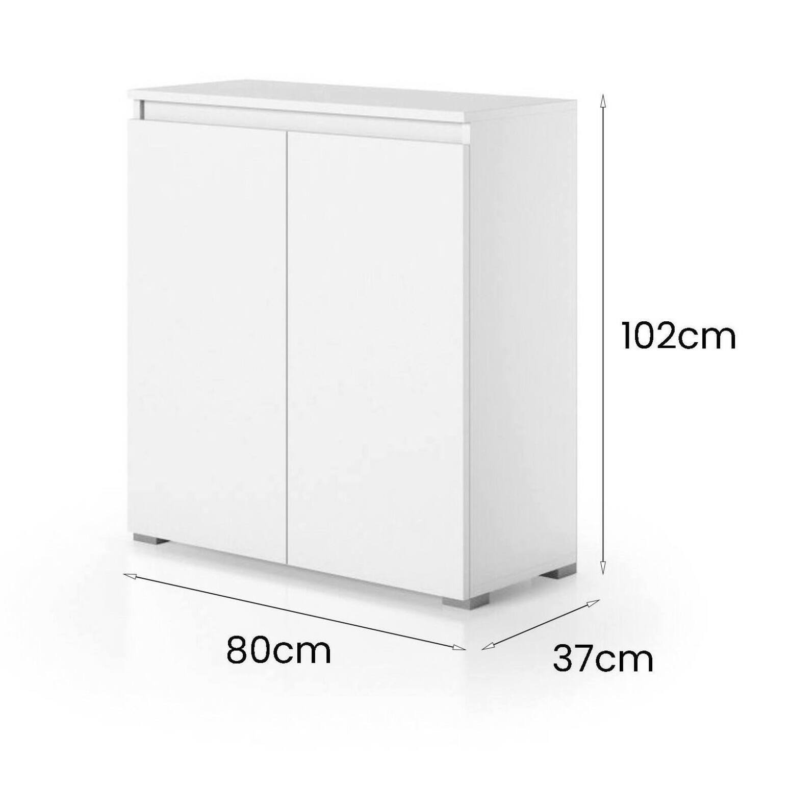 Scarpiera Astrina, Mobile multiuso, Porta scarpe salvaspazio a 2 ante, Armadio portaoggetti con scaffali, 100% Made in Italy, 80x37h102 cm, Bianco