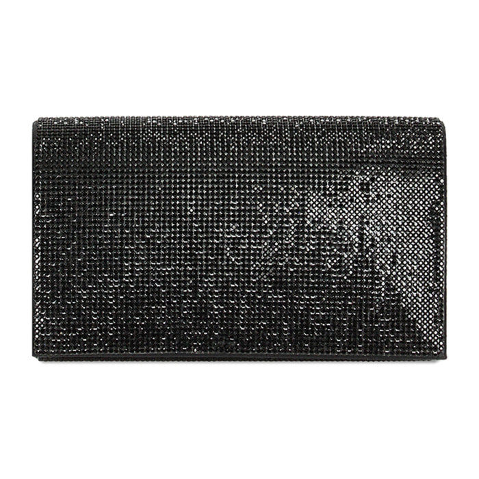 Clutch negro laminado con piedras