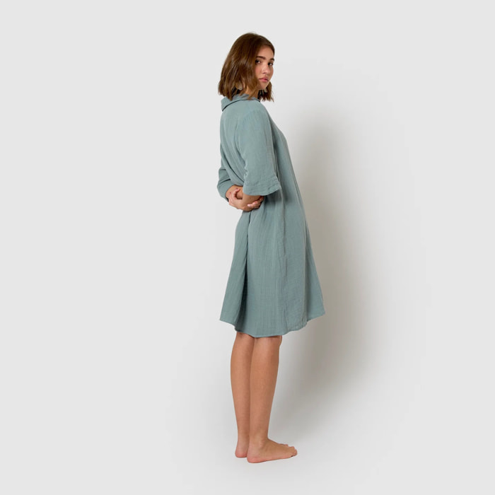 Vestido corto muselina índigo