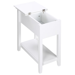 Mesa Auxiliar Mesita de Noche con Tapa Abatible Estante de Almacenamiento y Orificio de Cable Oculto para Salón Cama Dormitorio 60,5x32,5x70 cm Blanco