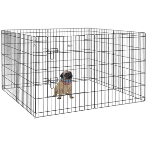 Parc enclos acier pour chien animaux 1 porte 8 panneaux 76L x 61l cm noir