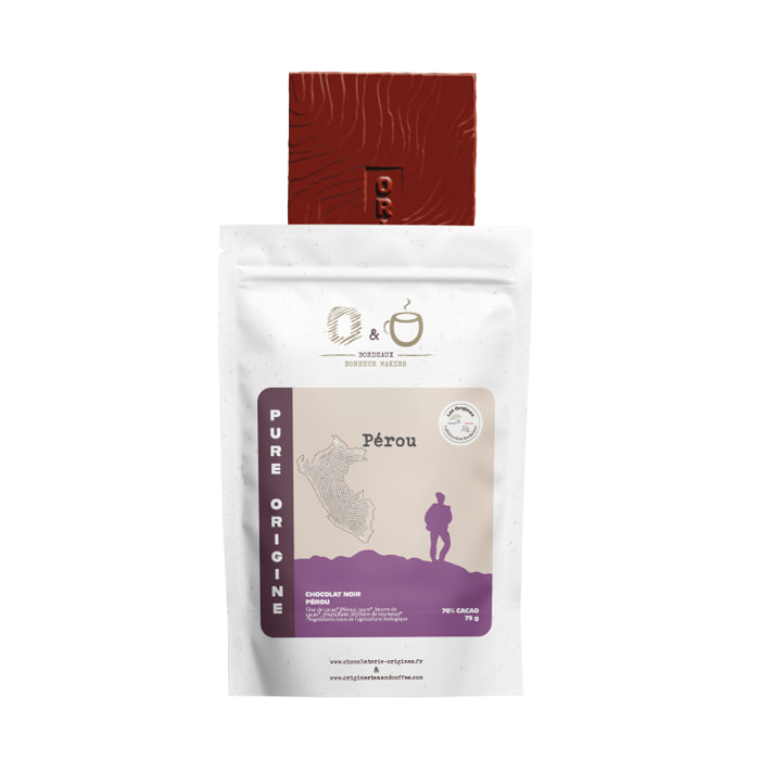 O&O Tablette de Chocolat Noir 70% BIO - Pérou - 75g