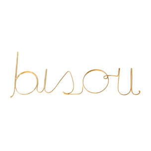 Mot fil de laiton doré 'BISOU' - Doré