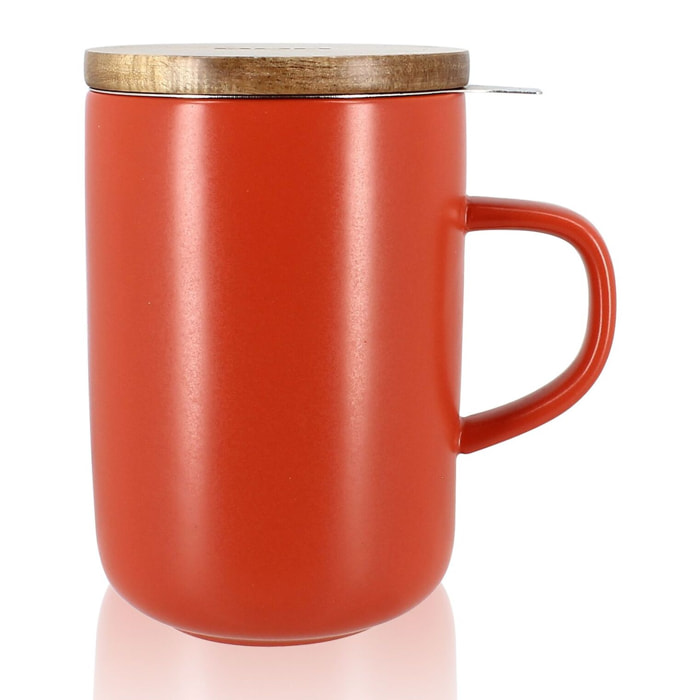 Tisanière en grès avec couvercle en bois d'acacia 475ml JULIET
