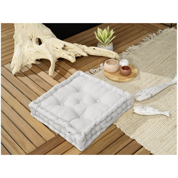 Coussin de sol 50 x 50 cm capitonné et matelassé en coton - KALA