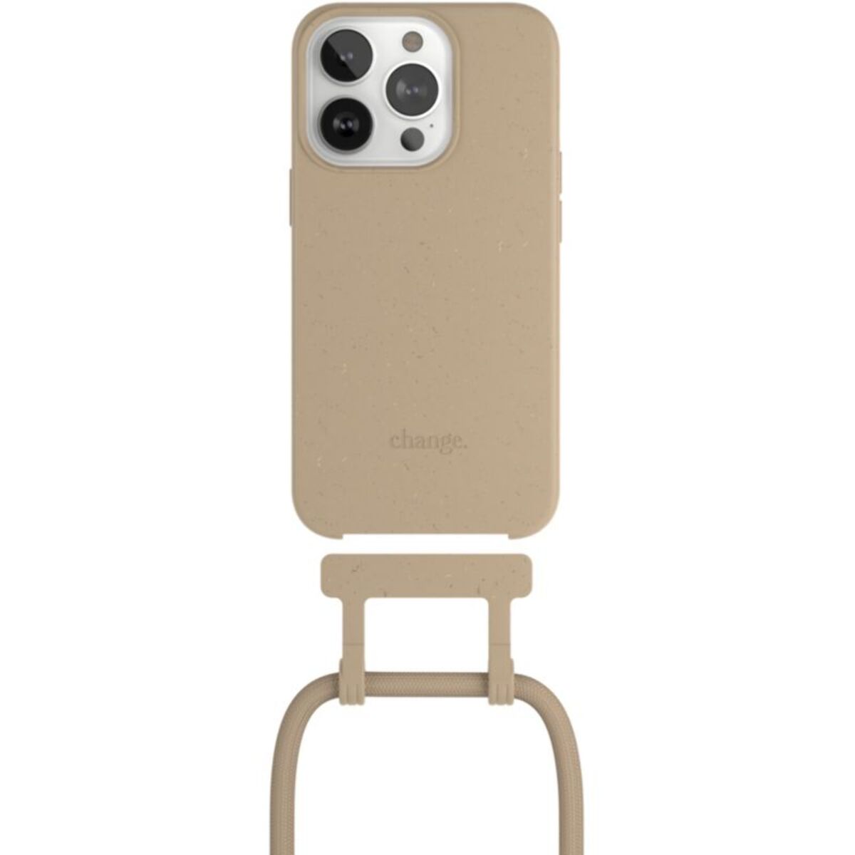 Coque avec cordon WOODCESSORIES iPhone 14 Pro Tour de cou Taupe