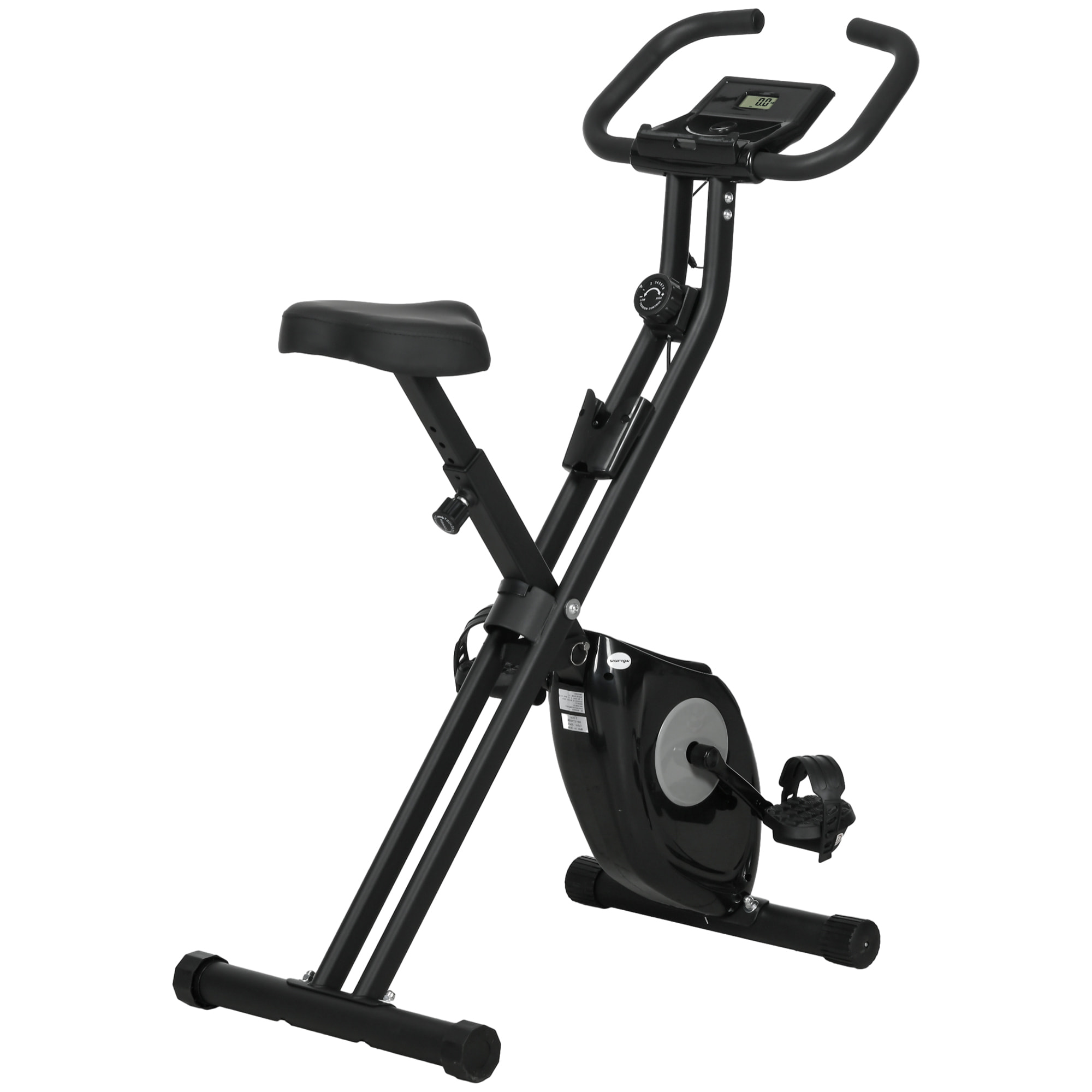 HOMCOM Bicicleta Estática Plegable con 8 Niveles de Resistencia Magnética Bicicleta de Ejercicio Fitness con Pantalla LCD y Asiento Regulable para Casa Oficina 43x85x109 cm Negro