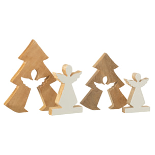 J-Line décoration Ange dans Arbre - bois - blanc/naturel - large