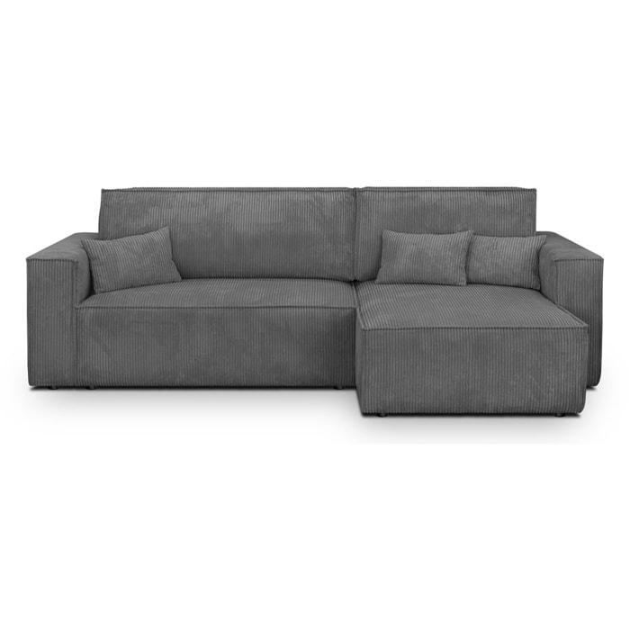 Canapé d'angle convertible 4 places en velours côtelé - LIVIA
