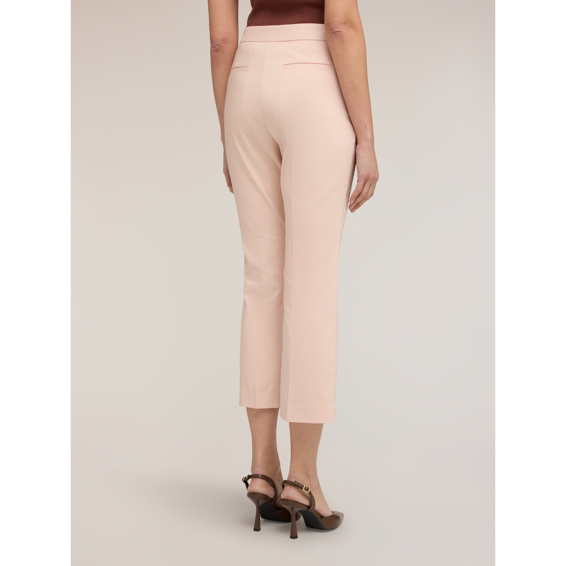 Motivi - Pantaloni kick flare in cotone tecnico - Rosa cipria