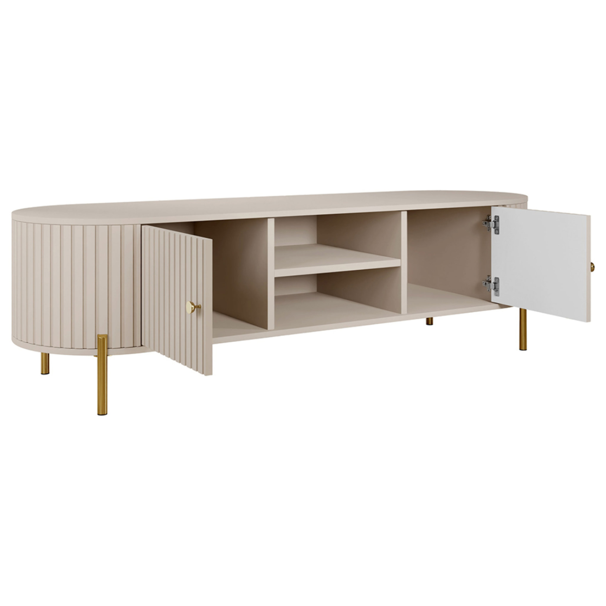 Jaime - meuble tv 175 cm - 2 portes et 2 niches - Beige