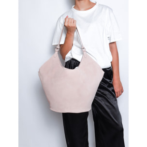 Borsa a spalla da donna - Modello Lisboa - Pelle Scamosciata - 27.0 x 38.0 x 21.5 cm