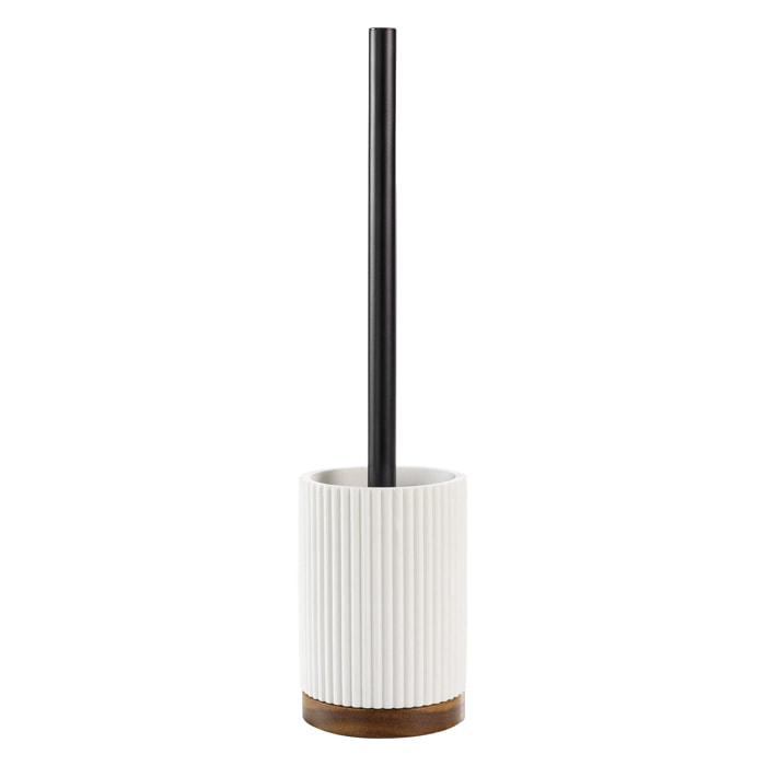 Brosse WC en acacia - Blanc