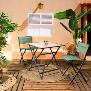 Table Metal Gris Effet Bois Barcelone 70x70