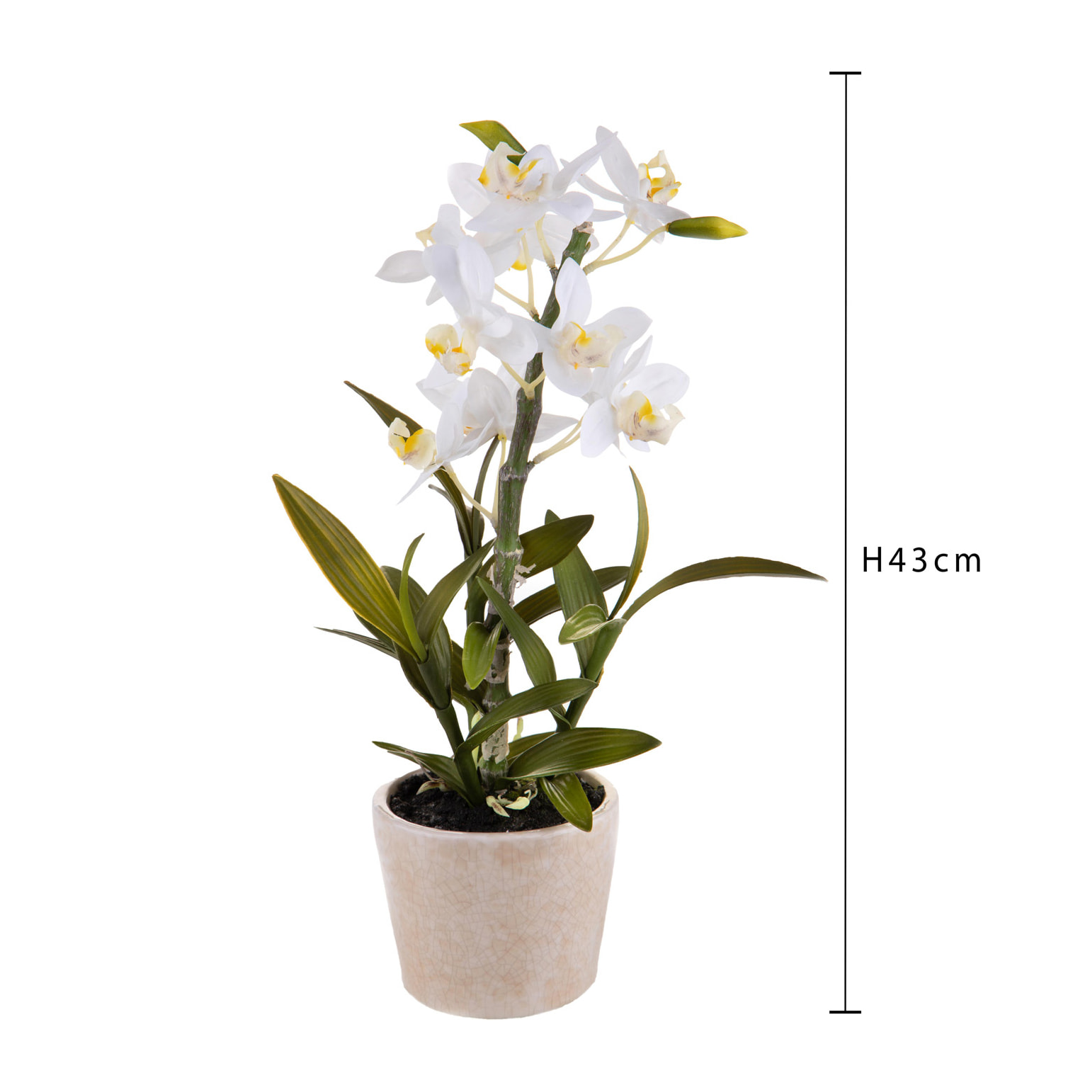 Orchidea Con Vaso. Altezza 43 Cm - Pezzi 1 - 20X43X18cm - Colore: Bianco - Bianchi Dino - Piante Artificiali