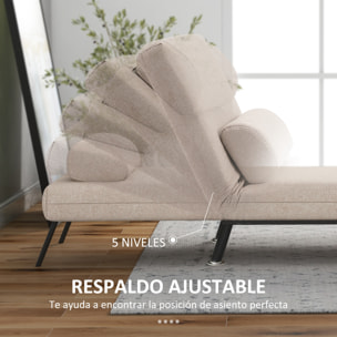Sofá Cama de 1 Plaza 3 en 1 Sofá Cama Plegable Tapizado en Lino con Respaldo Ajustable de 5 Niveles y Almohada Acolchada para Oficina Dormitorio Salón 75x70x75 cm Beige