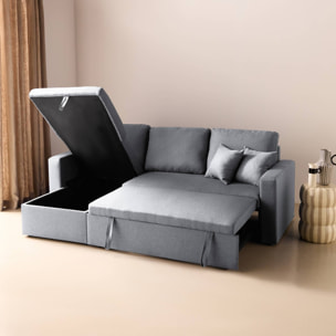 Canapé d'angle convertible réversible 3 places tissu avec coffre IDA