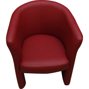 Poltrona Ago, Poltrona da salotto, Seduta imbottita, Sedia con braccioli in ecopelle, 64x63h76 cm, Rosso