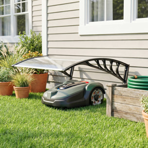 Marquise auvent robot-tondeuse - abri de jardin robot-tondeuse - noir transparent