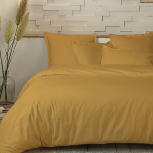 Parure Housse De Couette 3pcs 100 % percale Coton 80fils Percale Moutarde
