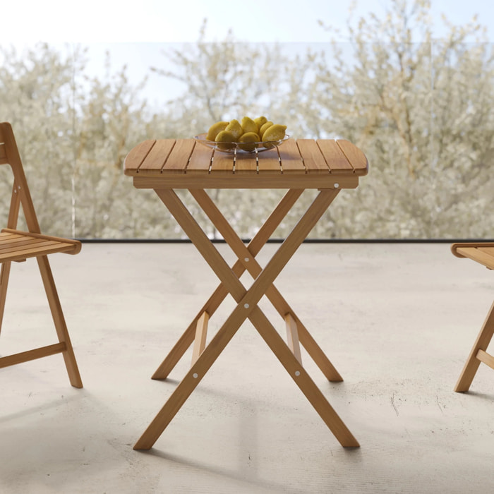 Table de jardin pliante carré en bois d'acacia huilé 2 personnes - Siquijor