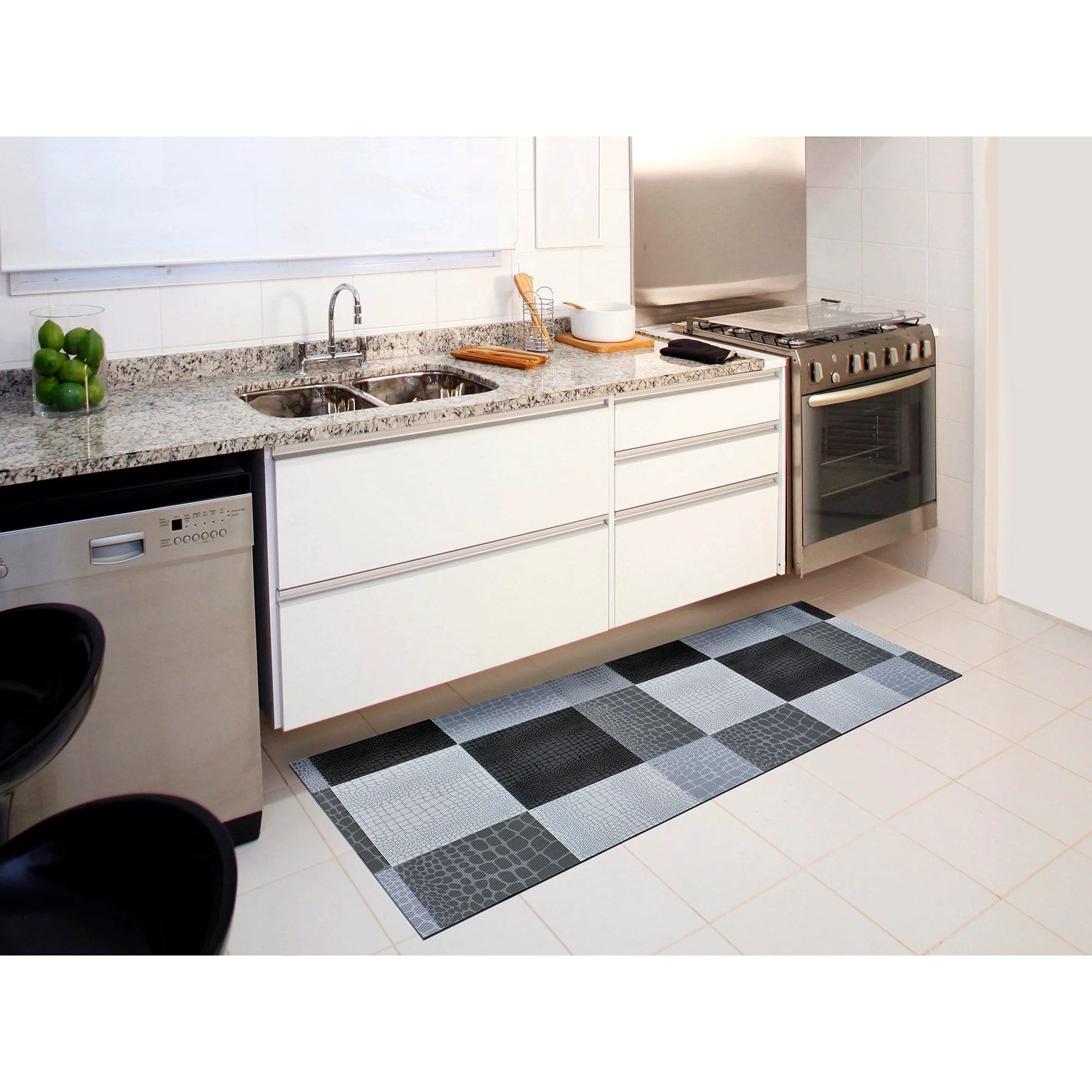 SALLY Alfombra vinílica de cocina animal print en gris, varias medidas disponibles.