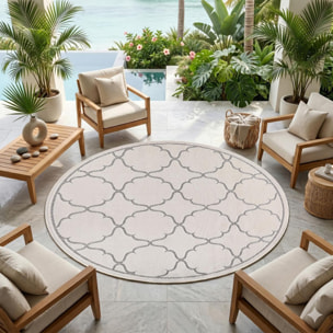 Tapis extérieur tissé kilim rond CULA