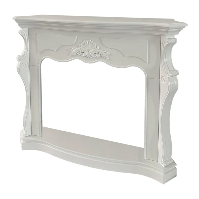 Parigi - Cornice per Camino 123x100x39 cm Rivestimento Decorativo in Legno MDF Bianco