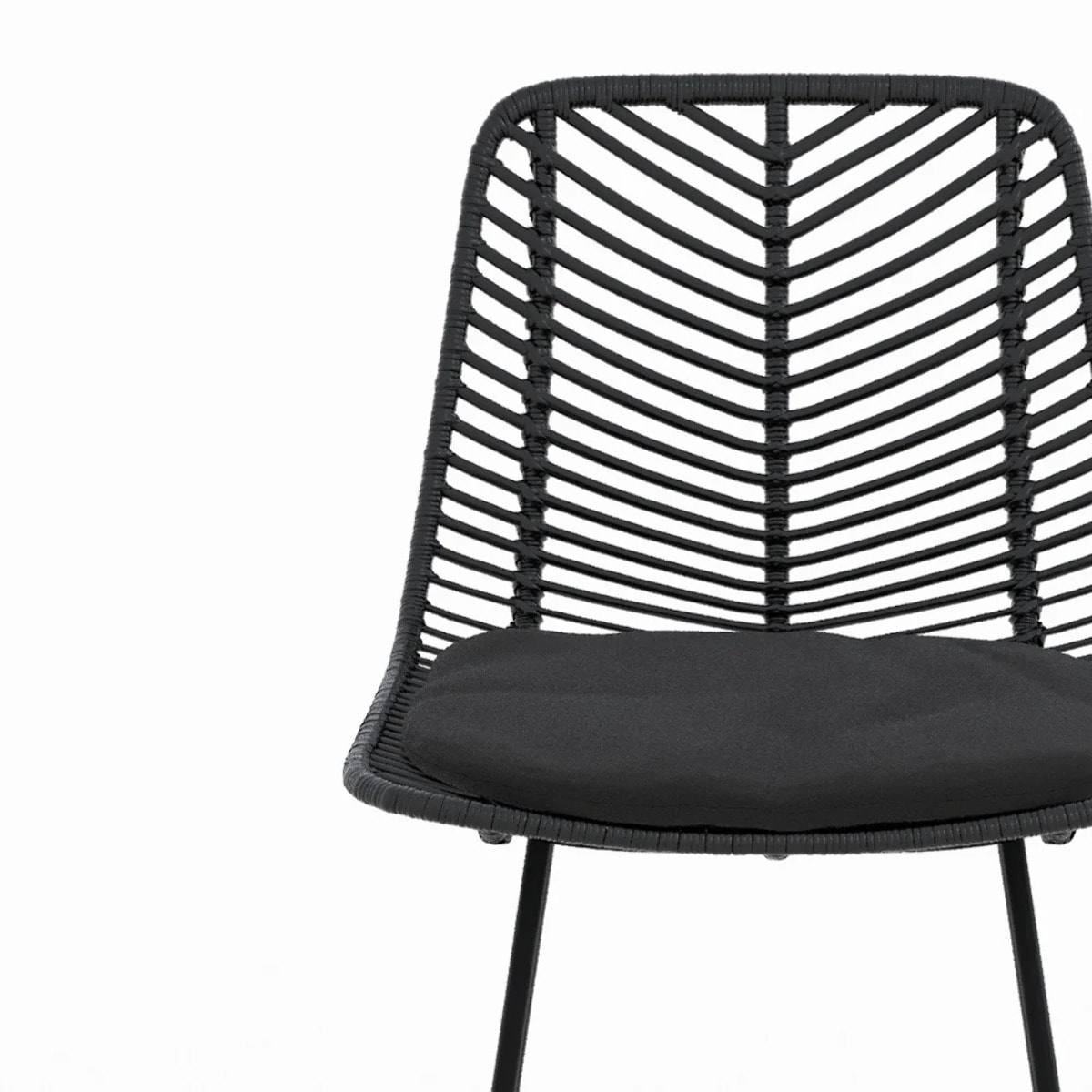 Lot de 2 chaises pour îlot central 66 cm en rotin noir - Tamara