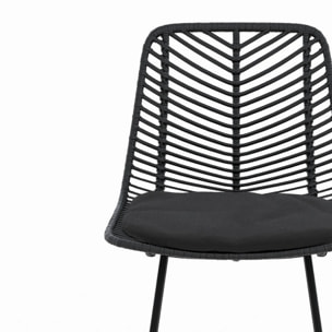 Lot de 2 chaises pour îlot central 66 cm en rotin noir - Tamara