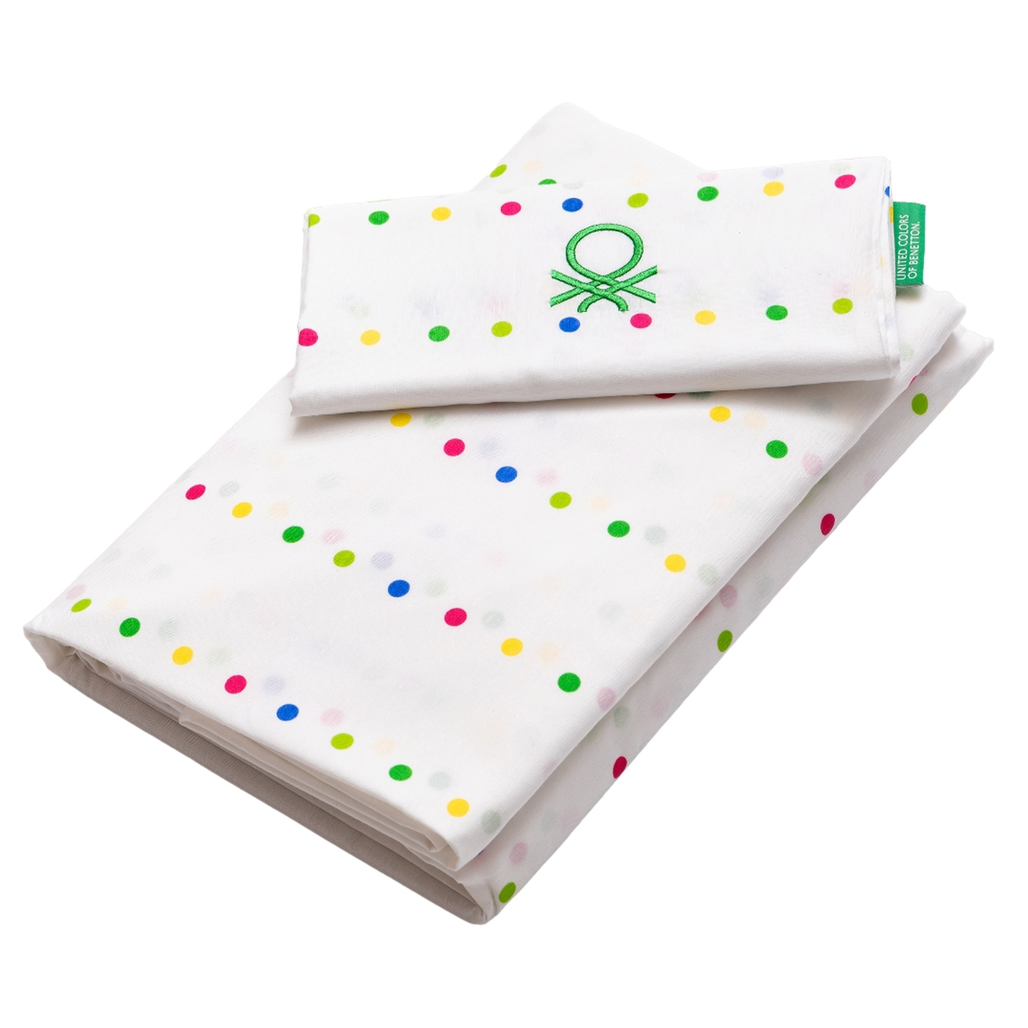 Set 3pc cama (sábana bajera 90x200+30cm + sábana encimera 160x240cm + funda almohada 45x110cm) rainbow Benetton