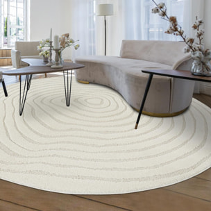 Tapis rond tendance ton sur ton aux motifs simples et à la forme originale