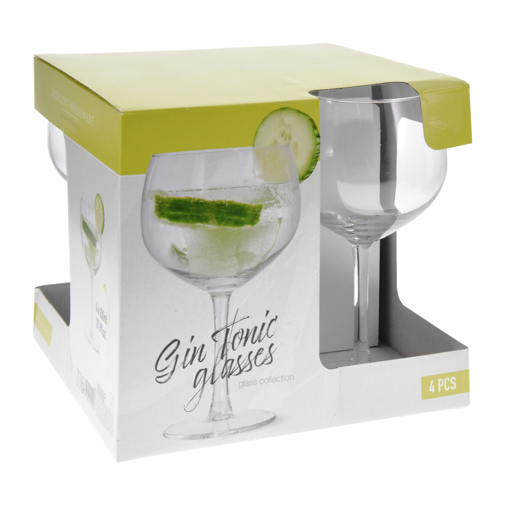 Set de 4 copas de gin tonic de vidrio - capacidad de 650ml - diámetro de 8cm - juego de vasos para cócteles premium
