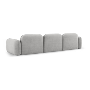 Canapé modulable "Lucien" 4 places en velours gris clair