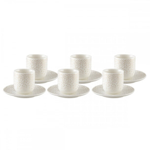 Tasses cafe 90ml plumetis dore - lot de 6