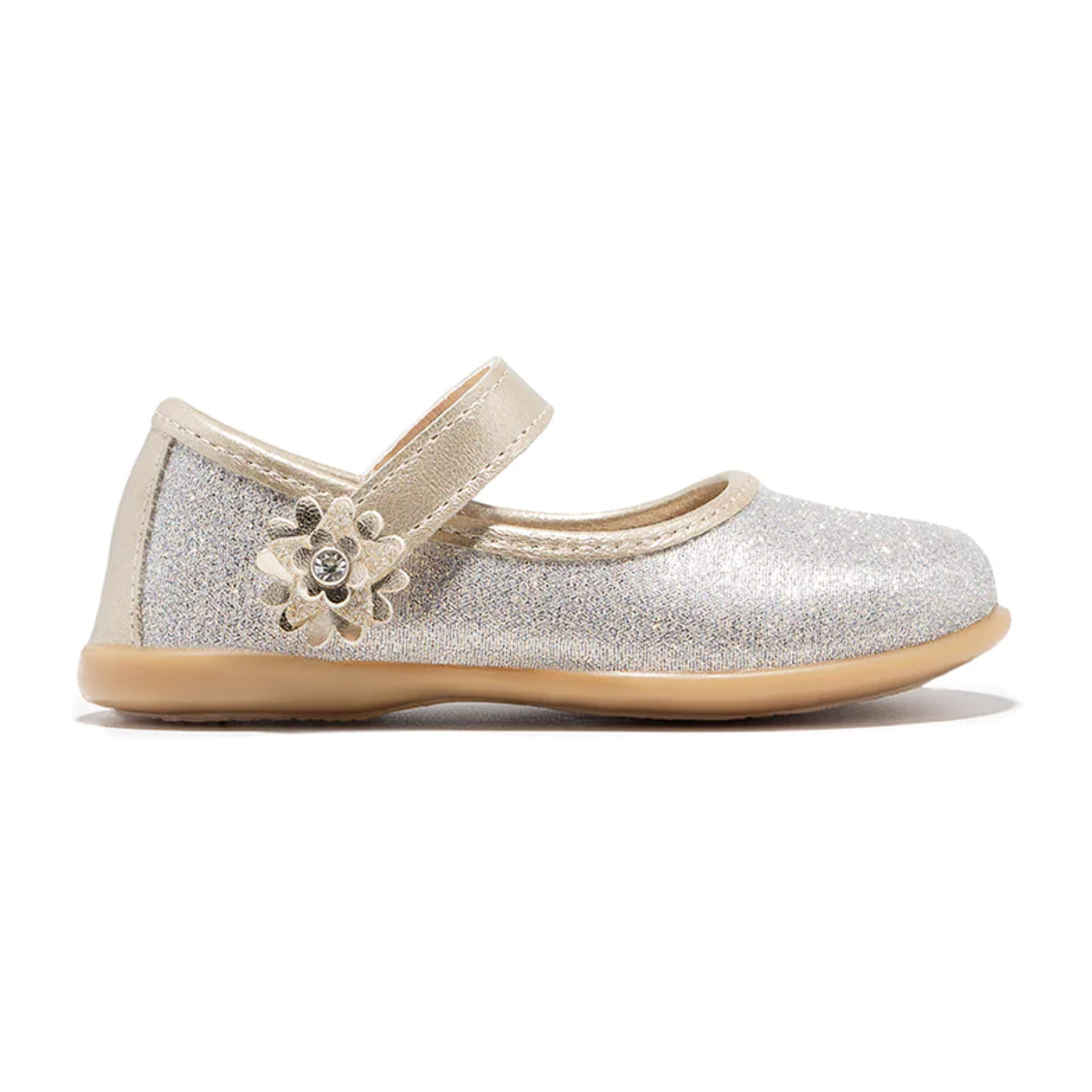 Bailarinas de Bebé Flor Glitter Oro