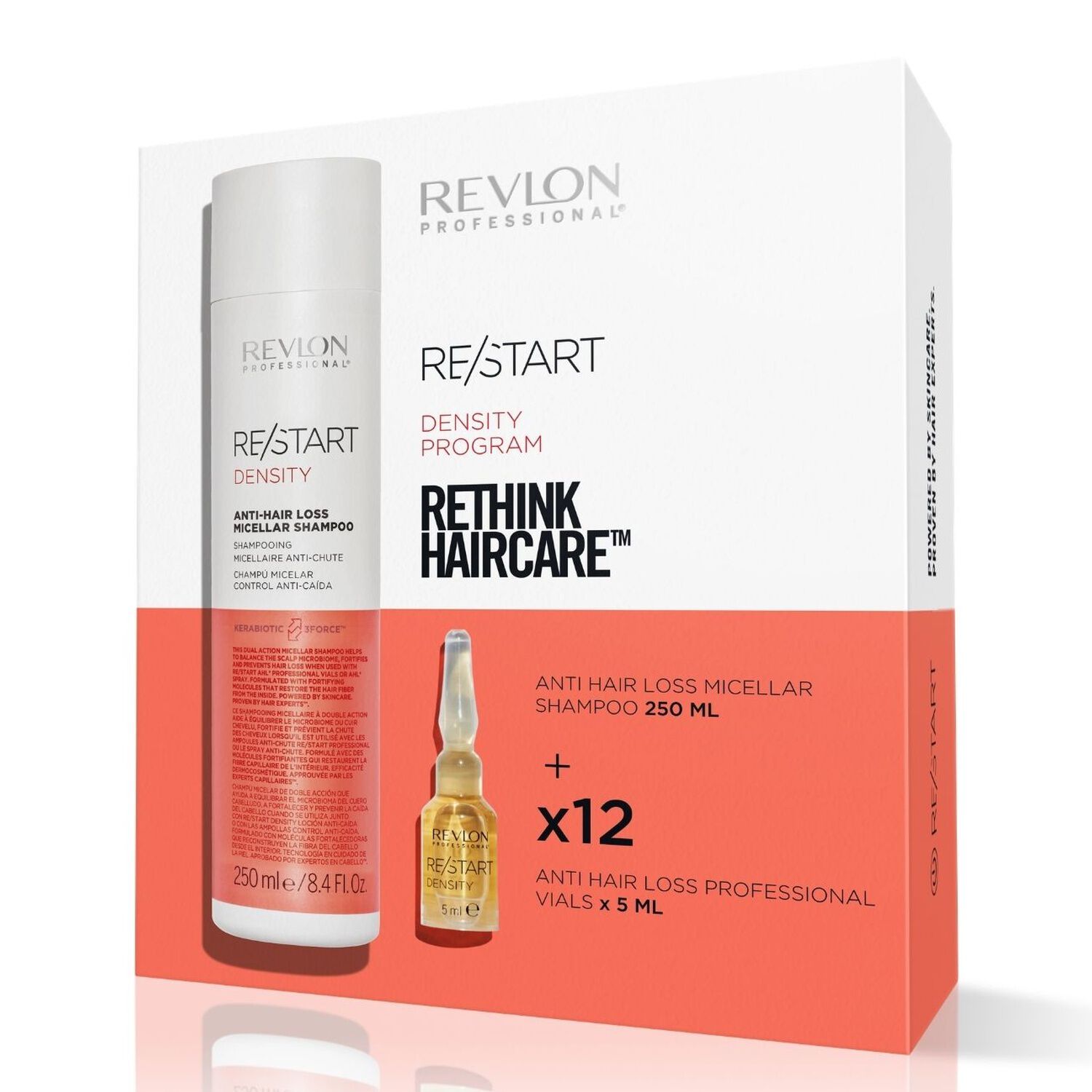 Re/start Density - Coffret Anti-Chute Shampooing Micellaire 250ml et Ampoules soin sans Rinçage 12x5ml