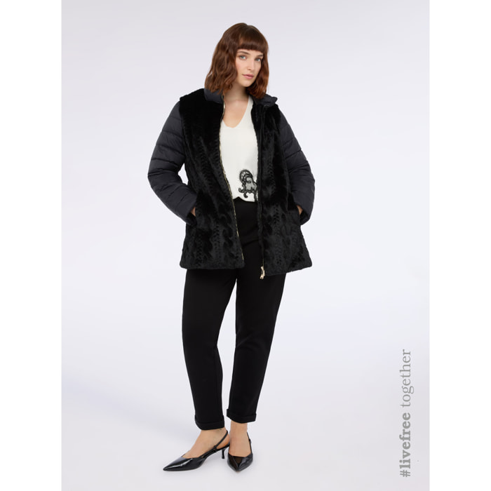 Fiorella Rubino - Chaqueta bimaterial con mangas acolchadas - Negro
