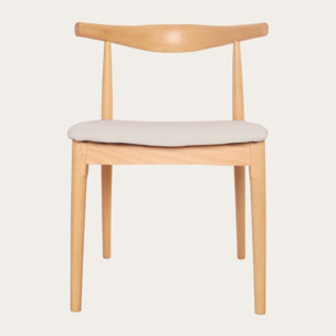 Chaise Verona -bois massif de hêtre et tapisserie en tissu-couleur naturel 46 x 76 x 43 cm