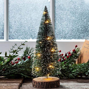 árbol navideño con 20 luces led blancas cálidas y temporizador - 14x14x41cm