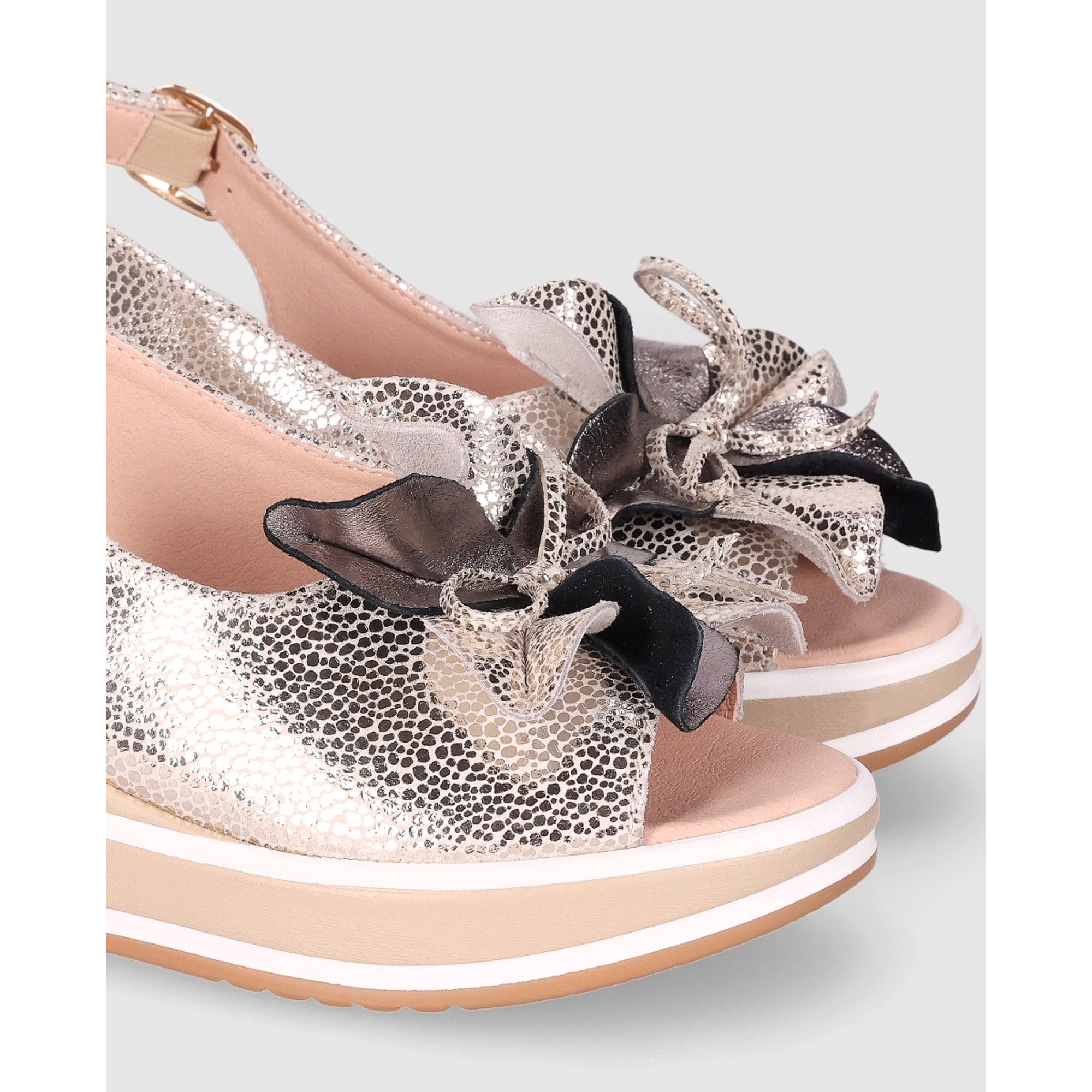 Sandalias de Piel - Platino - Tacón: 5 cm