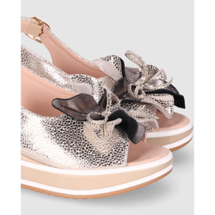 Sandalias de Piel - Platino - Tacón: 5 cm