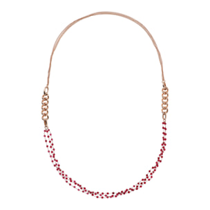 Collana Lunga Multifilo Catena Grumetta e Rosario con Agata Rossa