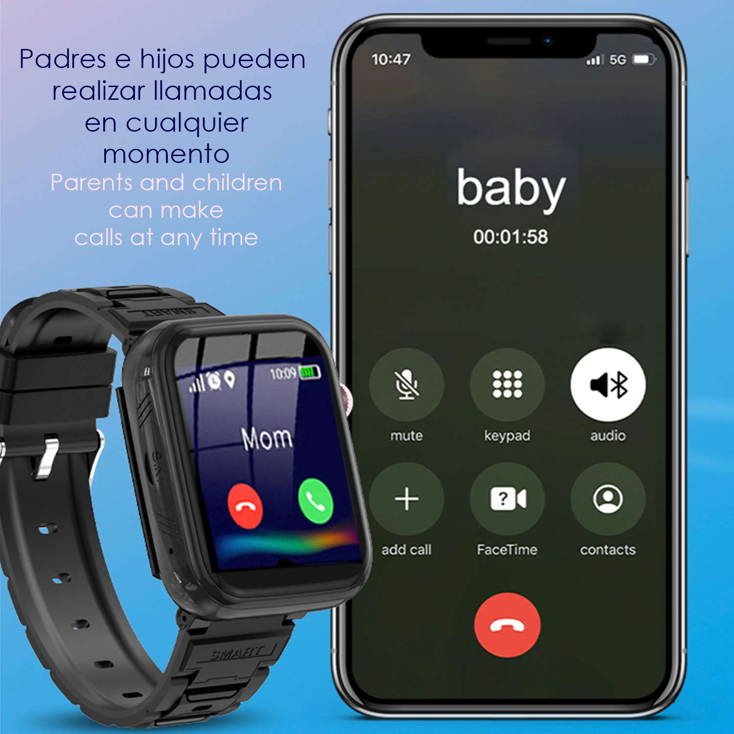 DAM Smartwatch Phone Infantil T45 4G Android 8.1. Conectividad GPS, WIFI, LBS. Reconocimiento facial. 4x1,5x4 Cm. Color: Azul