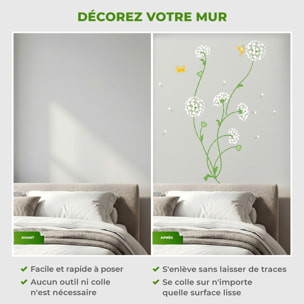 Stickers Muraux décoration adhésifs Fleurs pisenlits en coeurs