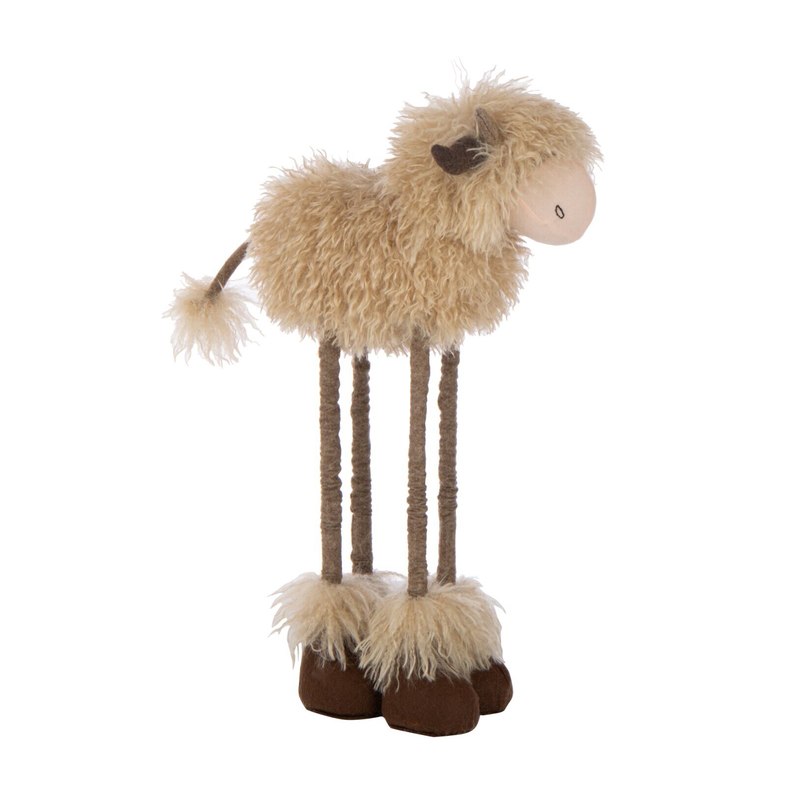 J-Line décoration Vache Télescopique - polyester - brun foncé/beige - small